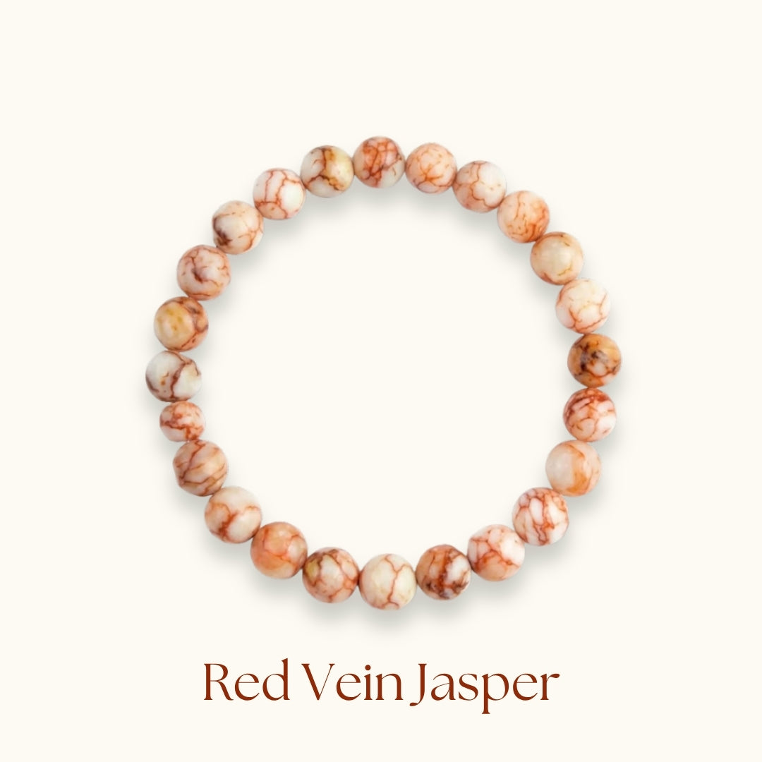 Red Vein Jasper Beaded Bracelet