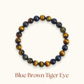 Blue Brown Tiger Eye Beaded Bracelet
