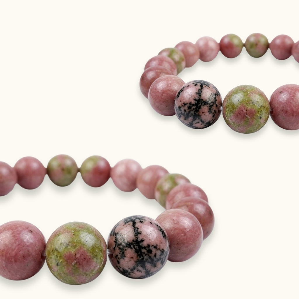 Pink Rhodonite Beaded Beacelet
