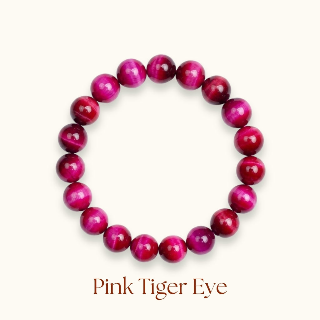 Pink Tiger Eye Beaded Bracelet