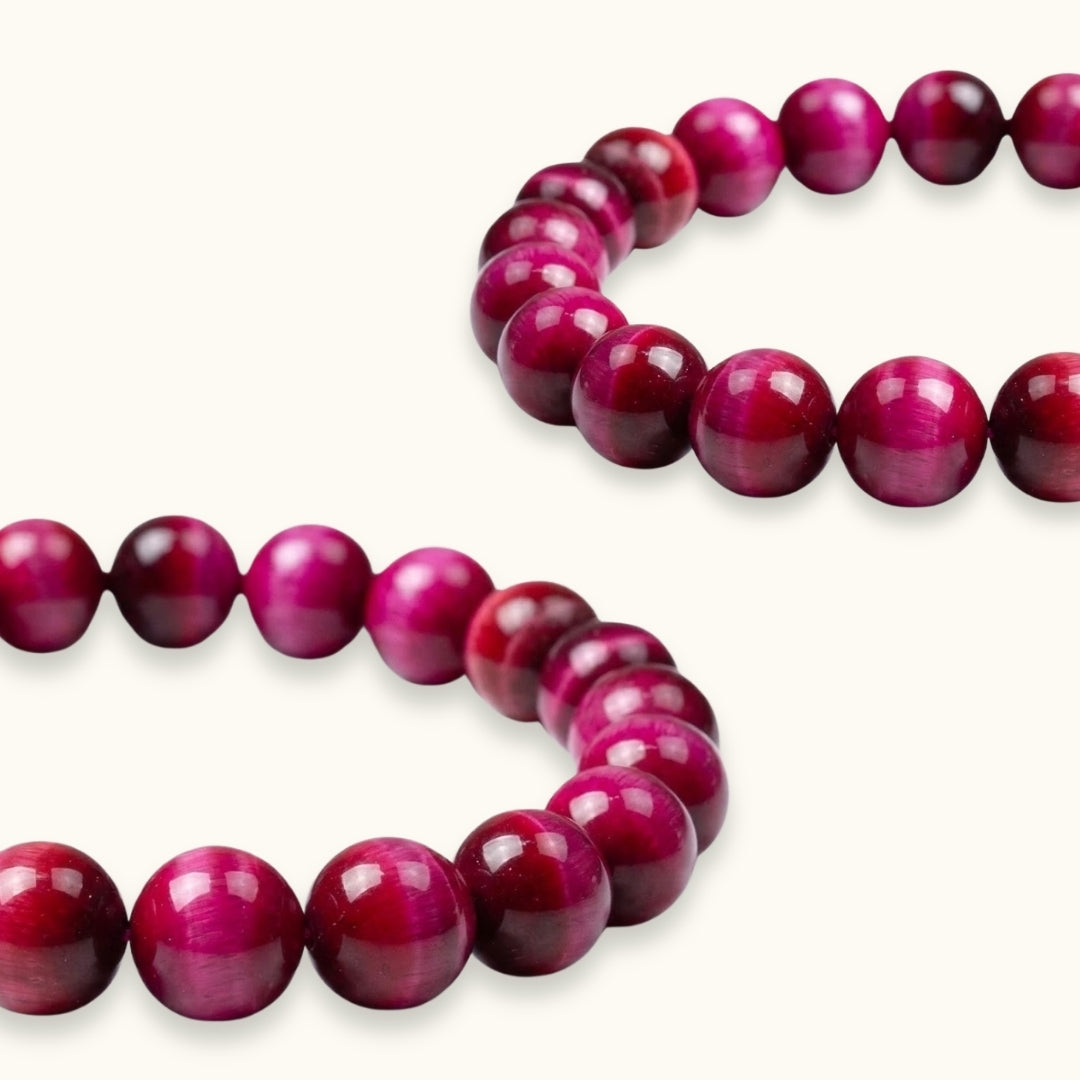 Pink Tiger Eye Beaded Bracelet