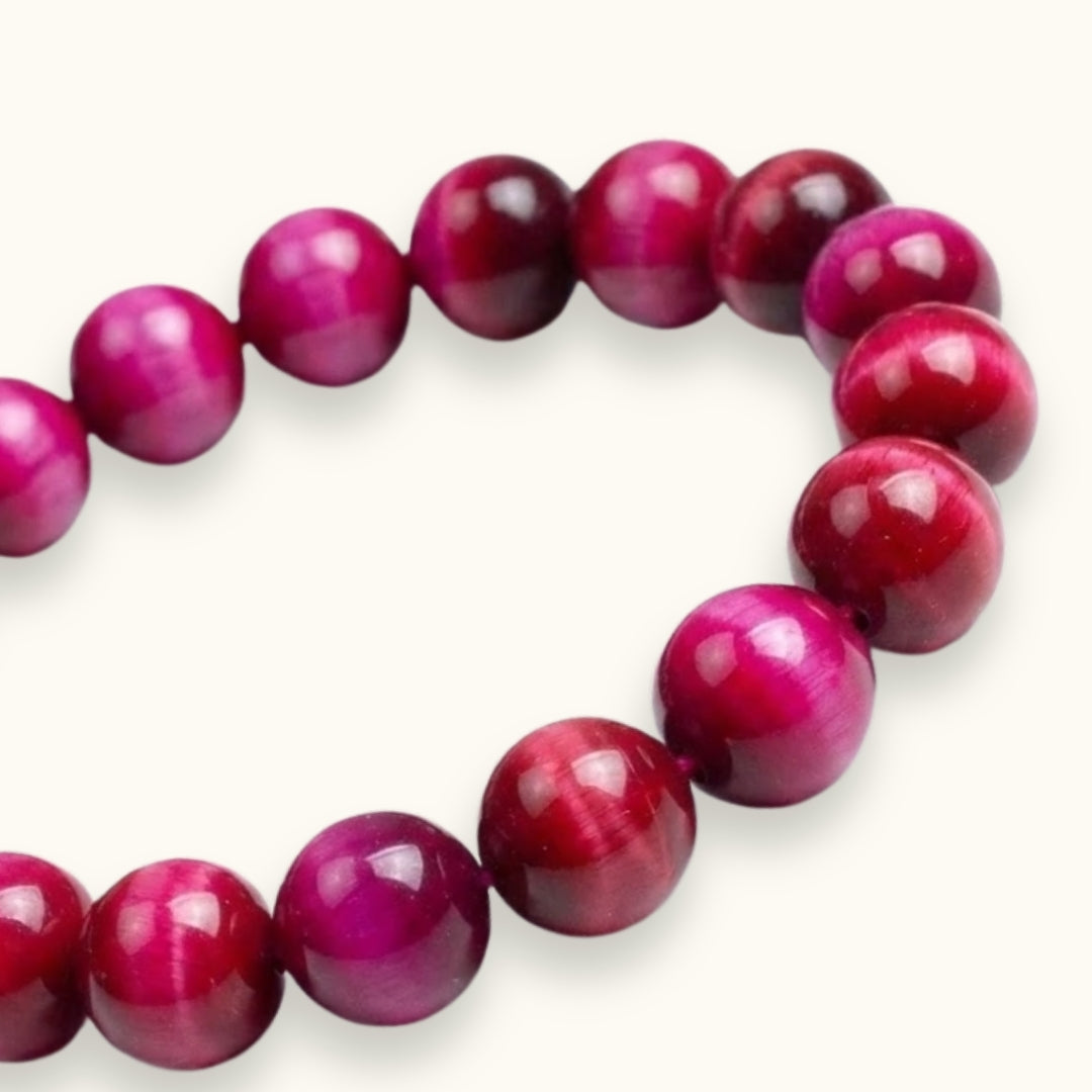 Pink Tiger Eye Beaded Bracelet