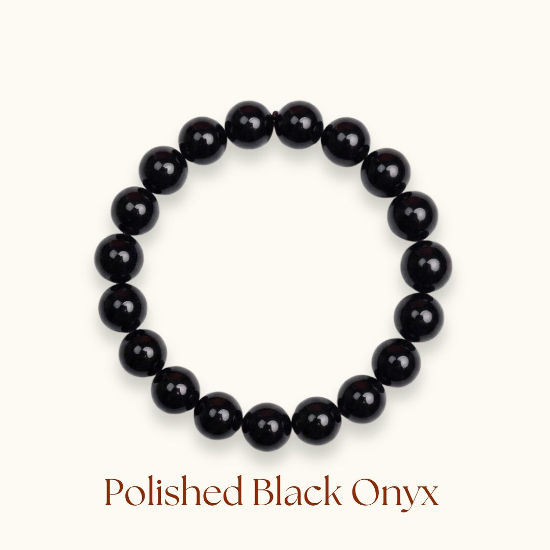 Polished Black Onyx Beaded Bracelet
